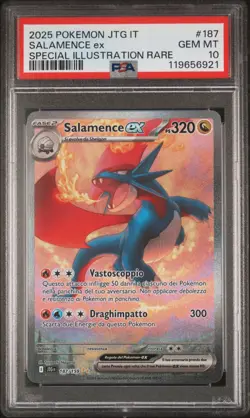 Pokemon PSA 10 Salamence Ex #187 JTG Special illustration Rare 2025 Italiano - Image 2