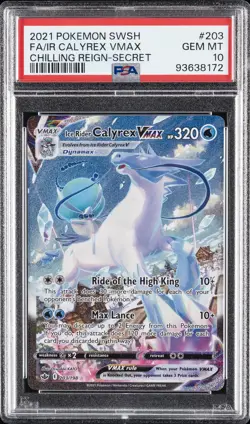 2021 POKEMON CHILLING REIGN SECRET FULL ART/ICE RIDER CALYREX VMAX PSA 10 - Image 1