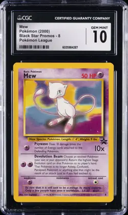 2000 POKEMON BLACK STAR PROMOS POKEMON LEAGUE #8 MEW CGC 10 GEM MINT - Image 1
