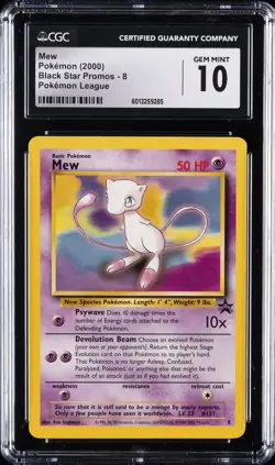 2000 POKEMON BLACK STAR PROMOS POKEMON LEAGUE #8 MEW CGC 10 GEM MINT - Image 1