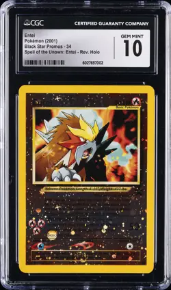 2001 POKEMON BLACK STAR PROMOS SPELL OF THE UNOWN: ENTEI ENTEI CGC 10 GEM MINT - Image 1