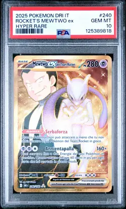Pokemon PSA 10 Rocket's Mewtwo Ex #240 DRI IT Rivali Predestinati 2025 Italiano - Image 2