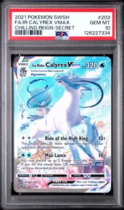 2021 Pokemon SWSH FA/IR Calyrex VMAX Chilling Reign Secret PSA 10 - Image 1