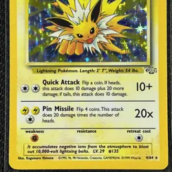 Jolteon 04/64 Holo Rare Pokemon Card English Jungle 1999 WOTC TCG CCG Unlimited - Image 2