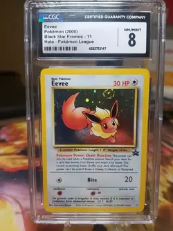 EEVEE 2000 POKEMON LEAGUE BLACK STAR PROMOS HOLO A #11 CGC 8 SWIRL - Image 1