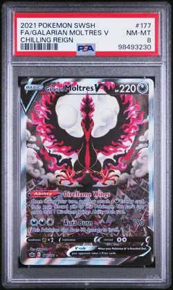 2021 POKEMON SWORD & SHIELD CHILLING REIGN FULL ART/GALARIAN MOLTRES V PSA 8 - Image 1