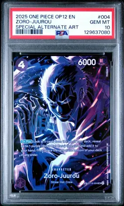 2025 ONE PIECE ST18-004 ZORO JUUROU OP12 LEGACY OF THE MASTER SP PSA 10 GEM MINT - Image 1