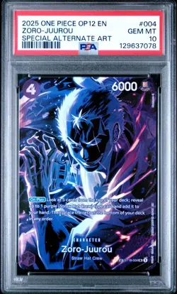 2025 ONE PIECE ST18-004 ZORO JUUROU OP12 LEGACY OF THE MASTER SP PSA 10 GEM MINT - Image 1