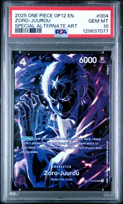 2025 ONE PIECE ST18-004 ZORO JUUROU OP12 LEGACY OF THE MASTER SP PSA 10 GEM MINT - Image 1