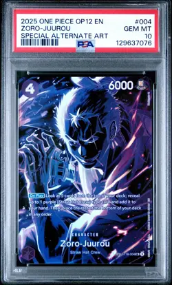 2025 ONE PIECE ST18-004 ZORO JUUROU OP12 LEGACY OF THE MASTER SP PSA 10 GEM MINT - Image 1