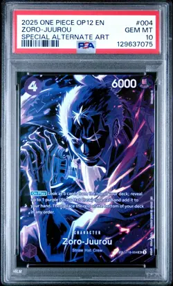 2025 ONE PIECE ST18-004 ZORO JUUROU OP12 LEGACY OF THE MASTER SP PSA 10 GEM MINT - Image 1