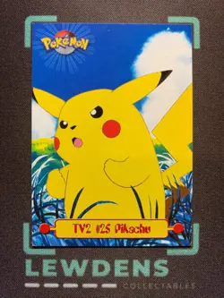 Pikachu TV2 - 1st Print Pokemon Topps Series 1 - TV Animation - Blue Logo UK - Image 1
