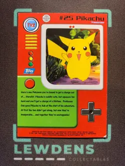 Pikachu TV2 - 1st Print Pokemon Topps Series 1 - TV Animation - Blue Logo UK - Image 2