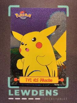 Pikachu TV2 - 2nd Print HOLO Pokemon Topps Series 1 - Black Logo US - Image 1
