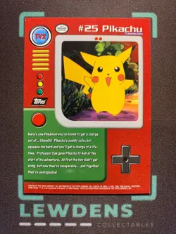 Pikachu TV2 - 2nd Print HOLO Pokemon Topps Series 1 - Black Logo US - Image 2