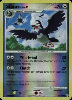 Staravia 64/130 Reverse Holo DP Diamond and Pearl Base Pokemon - Image 1