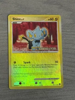 Rare Pokemon Card Shinx 98/130 Diamond and Pearl Reverse Holo LP - Image 1
