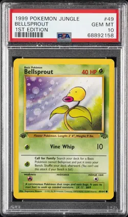 1999 POKEMON JUNGLE 1ST ED #49 BELLSPROUT PSA 10 - Image 1