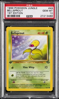 1999 POKEMON JUNGLE 1ST ED #49 BELLSPROUT PSA 10 - Image 1