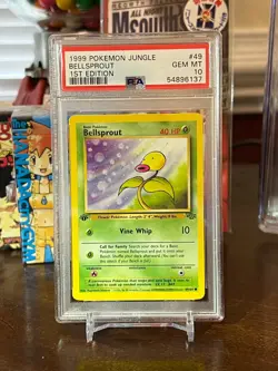 1999 Pokemon Jungle Bellsprout #49 First Edition PSA 10 Gem Mint - Image 1
