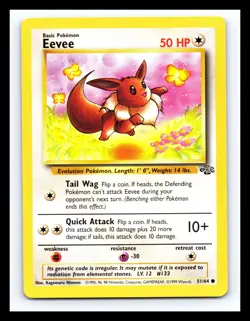 💥 Eevee 51/64 Jungle Set Non Holo Foil Pokemon 1999 Vintage Card - Image 1