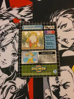 Digimon Animated Series 1999 Trading Card Bandai Holo Prism Monzaemon #27 - LP - Image 3