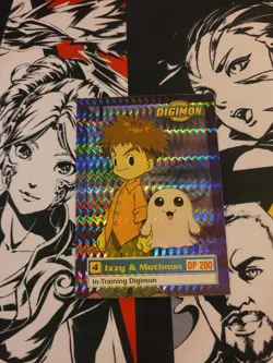 DIGIMON #4 Izzy & Motimon 7 of 34 Upper Deck 1999 Holo Card TCG - LP - Image 1