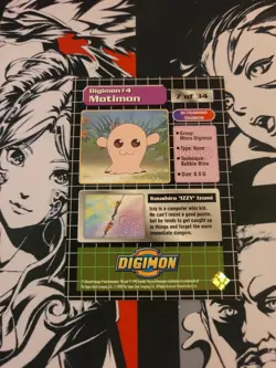 DIGIMON #4 Izzy & Motimon 7 of 34 Upper Deck 1999 Holo Card TCG - LP - Image 3