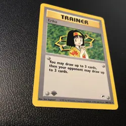 Erika 100/132 Gym Heroes Rare First Edition Pokemon Card NM Condition - Image 2