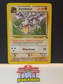 Pokemon TCG WOTC Card Aerodactyl Fossil 1/62 Holo Rare HP - Image 1