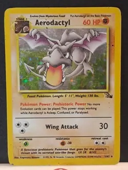 Pokemon TCG WOTC Card Aerodactyl Fossil 1/62 Holo Rare HP - Image 2