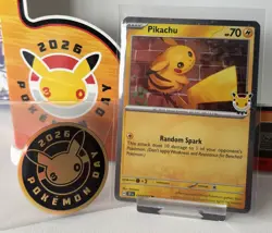⚡ Pikachu 051 /162 2026 Pokemon Day 30 Stamped Promo plus COIN 🪙 TCG card NM - Image 1