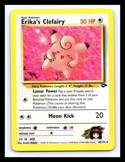 💥 Erika's Clefairy # 40/132 Pokemon 2000 Gym Challenge Set Vintage Card WOTC - Image 1