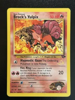BROCK'S VULPIX W Stamp Pokemon Card - WOTC Promo - Gym Challenge - 37/132 LP (A) - Image 1