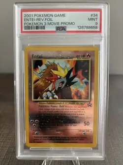 Entei Reverse Holo #34 Pokemon 3 Movie Promo 2001 PSA 9 Mint Condition - Image 1