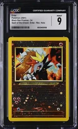CGC 9 MINT Entei 2001 Black Star Movie Promo 34 Reverse Holo Pokemon Card - Image 1