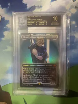 2025 MTG FINAL FANTASY FOIL BORDERLESS CLOUD MIDGAR MERCENARY BGS 10 BLACK LABEL - Image 1