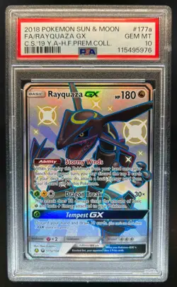 2018 Pokemon SM Celestial Storm Rayquaza Promos Full Art #177a/168 PSA 10 - Image 1