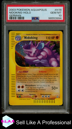 NIDOKING POKEMON H18 2003 AQUAPOLIS HOLO GERMAN PSA 10 - Image 1