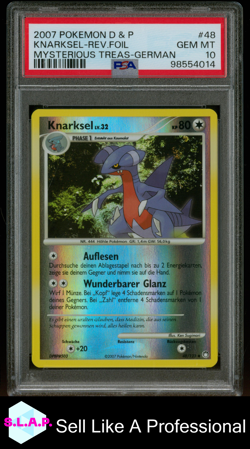 KNARKSEL POKEMON 48/123 2007 MYSTERIOUS TREASURES REVERSE FOIL GER PSA 10 - Image 1