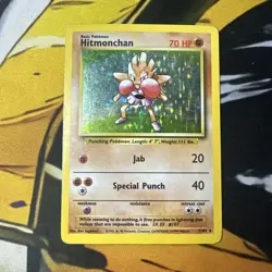 Pokemon Hitmonchan 7/102 WotC Base Set Unlimited Holo Rare - MP - Image 1