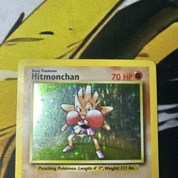 Pokemon Hitmonchan 7/102 WotC Base Set Unlimited Holo Rare - MP - Image 2