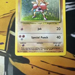 Pokemon Hitmonchan 7/102 WotC Base Set Unlimited Holo Rare - MP - Image 3