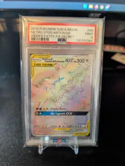 2019 Pokemon Sun And Moon Rainbow Moltres Zapdos Articuno GX Hidden Fates PSA 9 - Image 1