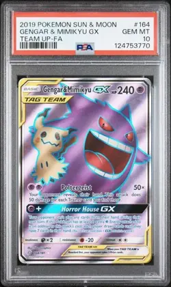 2019 Pokemon Sun & Moon Team Up Gengar Mimikyu GX #164/181 PSA 10 - Image 1