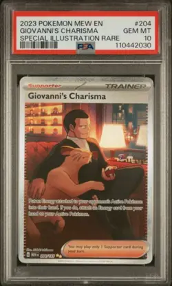 Giovanni's Charisma 204 Pokemon Mew EN151 PSA 10 Special Illustration Rare 2023 - Image 1