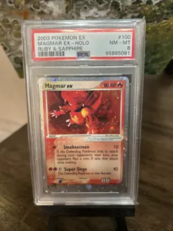 PSA 8 Magmar EX 100/109 Ruby & Sapphire Holo Rare 2003 Pokemon Card Holo Foil - Image 1