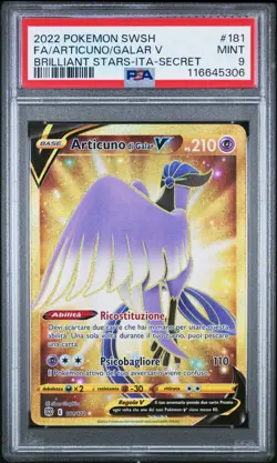Pokemon PSA 9 Articuno Di Galar V #181 Full Art Astri Lucenti 2022 Italiano - Image 2