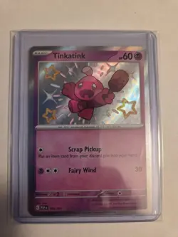 Pokemon TCG Tinkatink 165/091 Baby Shiny Holo Rare Paldean Fates - Image 1