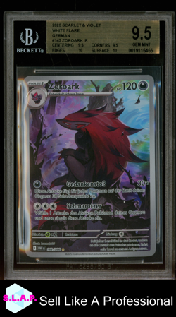 ZOROARK IR 2025 POKEMON TCG SCARLET AND VIOLET WHITE FLARE GERMAN 143 BGS 9.5 - Image 1